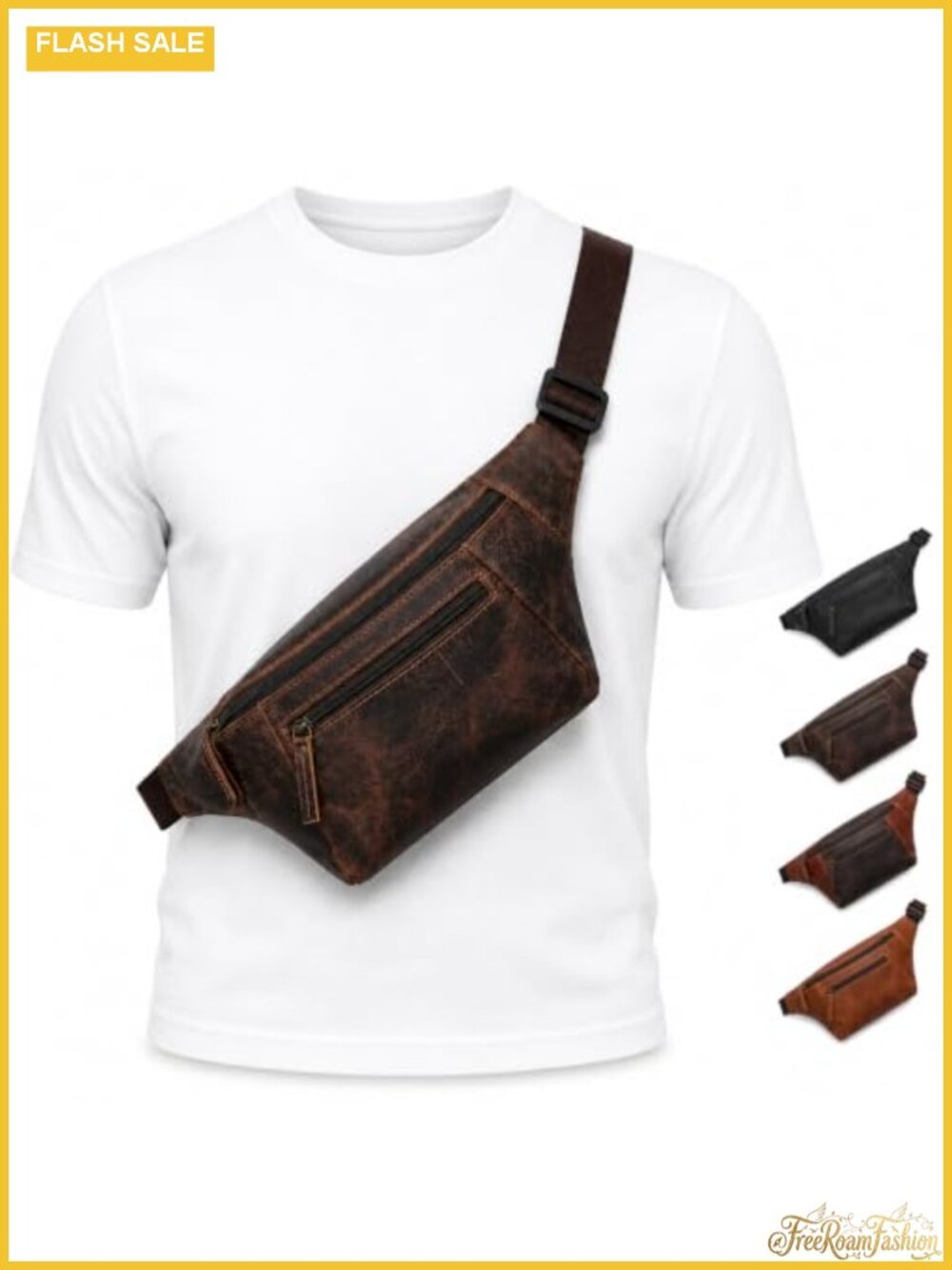 Genuine Leather Crossbody Bag Sling Fanny Pack Travel Waist Pack